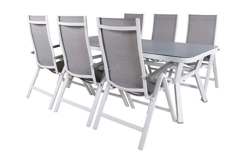 Virya Matgrupp Utomhus 200cm + 6 Albany Positionsstolar - Svart - Utemöbler - Utegrupp - Matgrupper utomhus