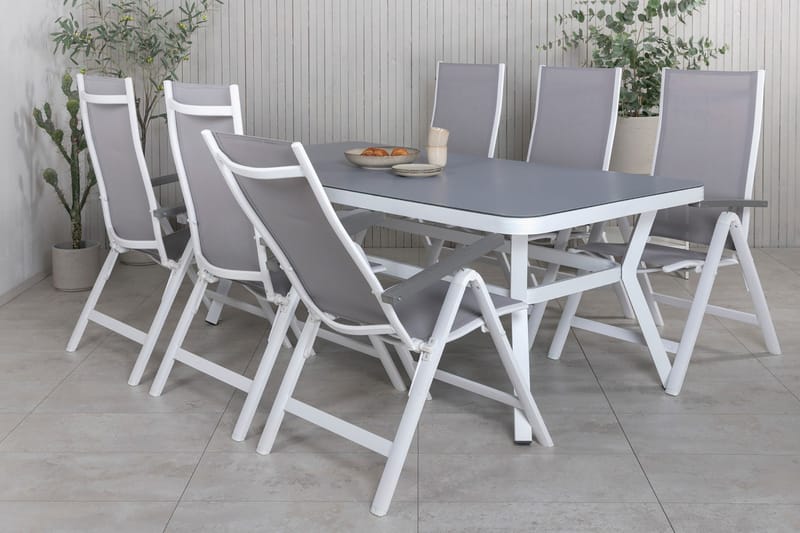 Virya Matgrupp Utomhus 200cm + 6 Albany Positionsstolar - Svart - Utemöbler - Utegrupp - Matgrupper utomhus