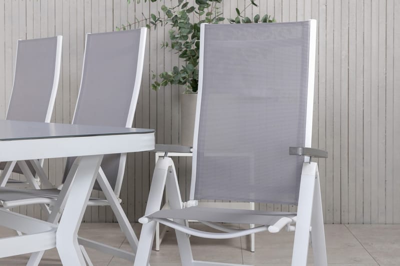 Virya Matgrupp Utomhus 200cm + 6 Albany Positionsstolar - Svart - Utemöbler - Utegrupp - Matgrupper utomhus