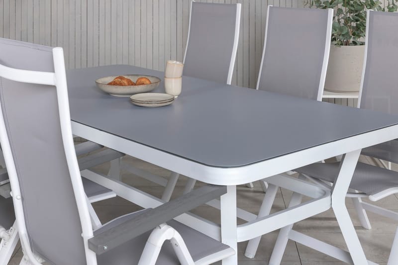 Virya Matgrupp Utomhus 200cm + 6 Albany Positionsstolar - Svart - Utemöbler - Utegrupp - Matgrupper utomhus