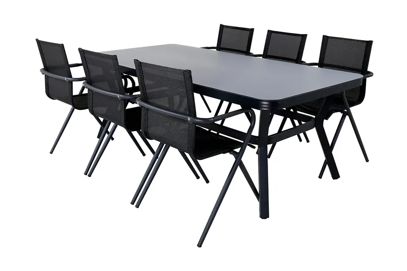 Virya Matgrupp Utomhus 200cm + 6 Alina Matstolar - Brun/Vit - Utemöbler - Utegrupp - Matgrupper utomhus