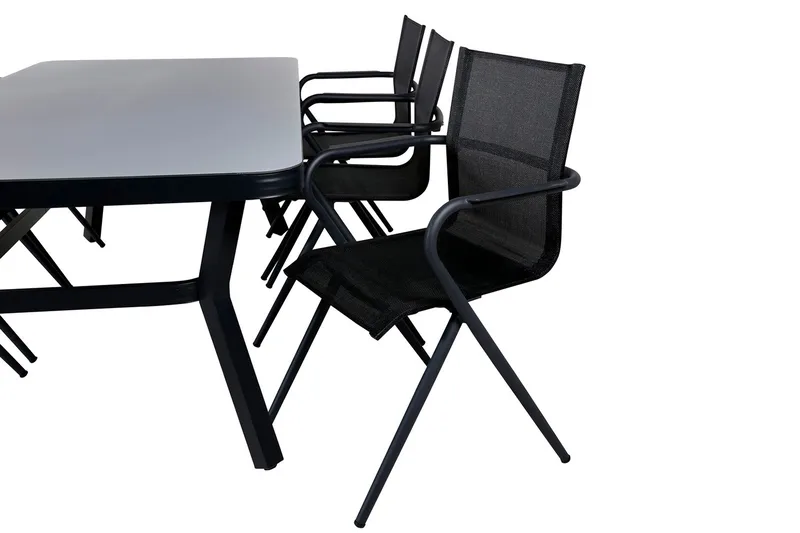 Virya Matgrupp Utomhus 200cm + 6 Alina Matstolar - Brun/Vit - Utemöbler - Utegrupp - Matgrupper utomhus