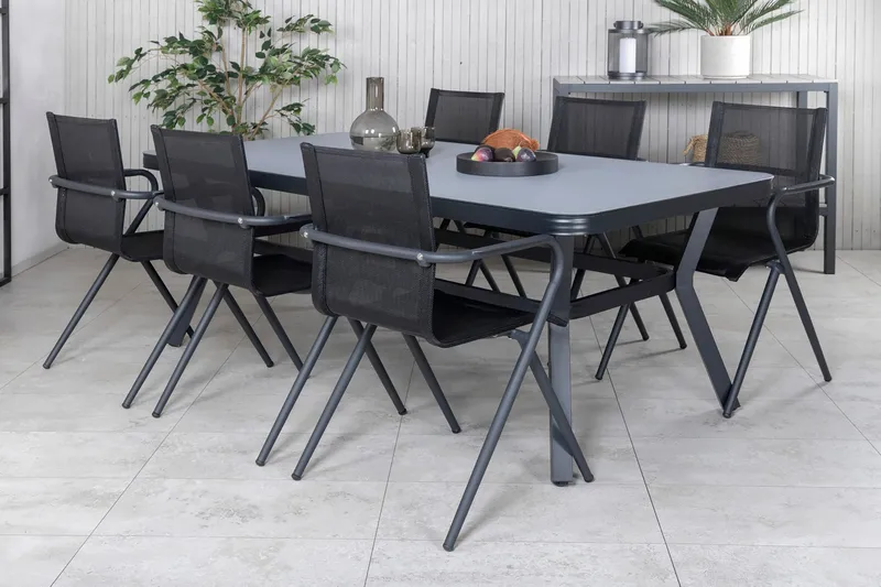 Virya Matgrupp Utomhus 200cm + 6 Alina Matstolar - Brun/Vit - Utemöbler - Utegrupp - Matgrupper utomhus