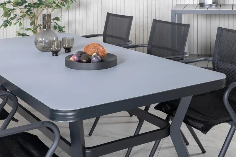 Virya Matgrupp Utomhus 200cm + 6 Alina Matstolar - Brun/Vit - Utemöbler - Utegrupp - Matgrupper utomhus