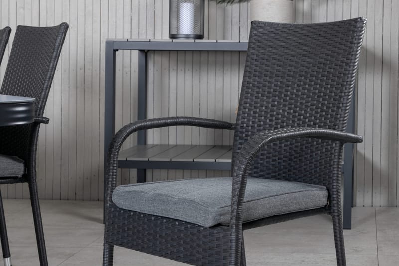 Virya Matgrupp Utomhus 200cm + 6 Anna Matstolar - Svart/Grå - Utemöbler - Utegrupp - Matgrupper utomhus