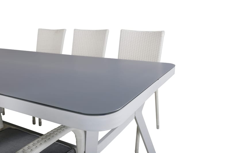 Virya Matgrupp Utomhus 200cm + 6 Anna Matstolar - Vit/Grå - Utemöbler - Utegrupp - Matgrupper utomhus