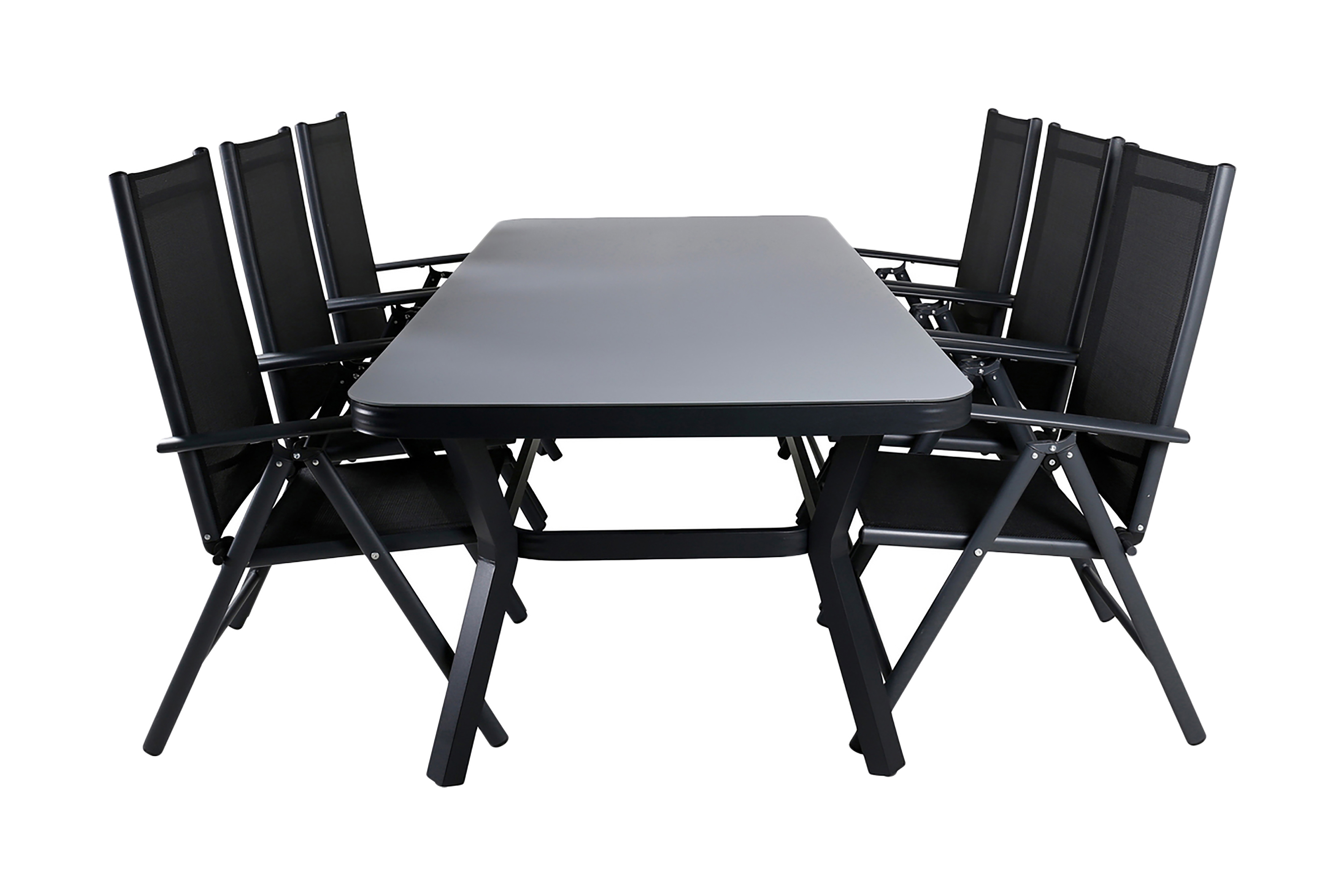 virya matgrupp utomhus 200cm + 6 break positionsstolar - brun/vit