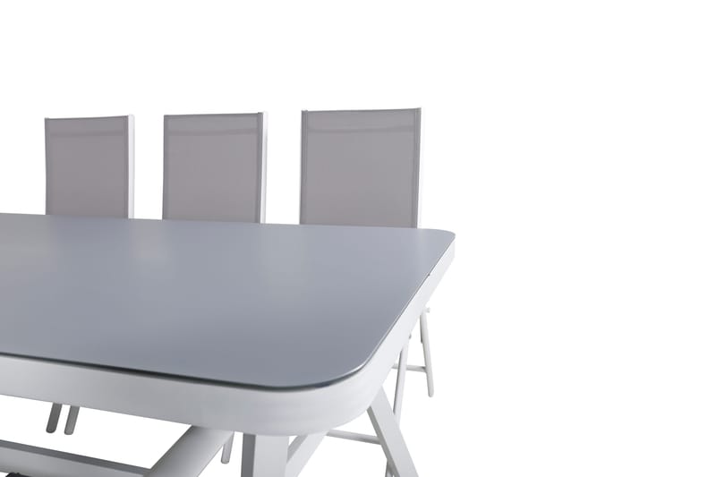Virya Matgrupp Utomhus 200cm + 6 Break Positionsstolar - Vit/Grå - Utemöbler - Utegrupp - Matgrupper utomhus