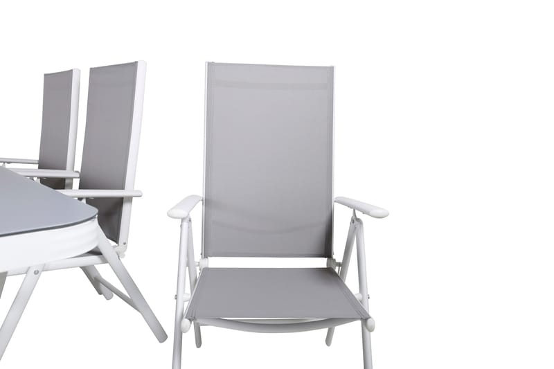 Virya Matgrupp Utomhus 200cm + 6 Break Positionsstolar - Vit/Grå - Utemöbler - Utegrupp - Matgrupper utomhus