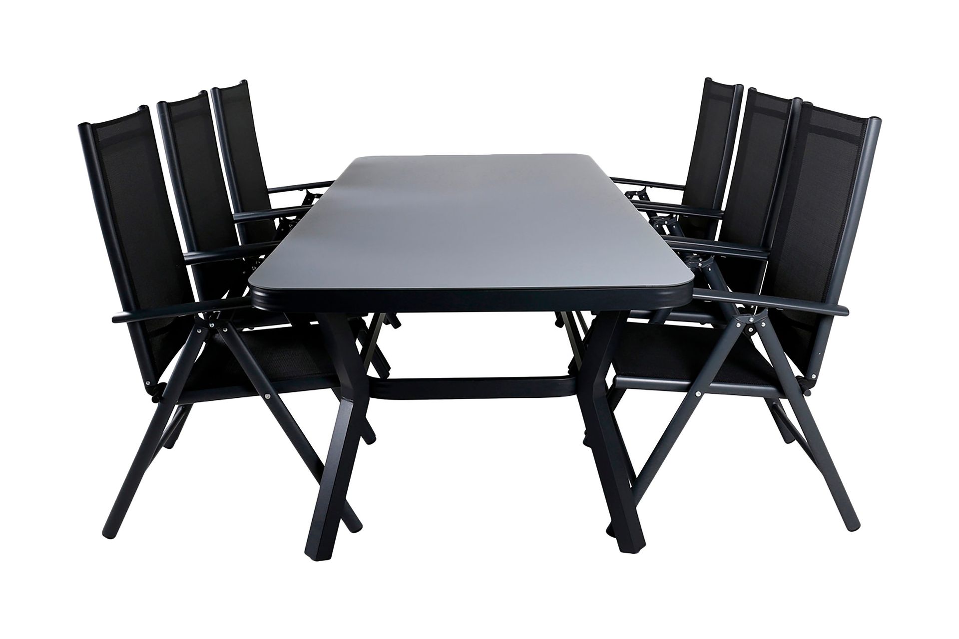 virya matgrupp utomhus 200cm + 6 break positionsstolar - brun/vit