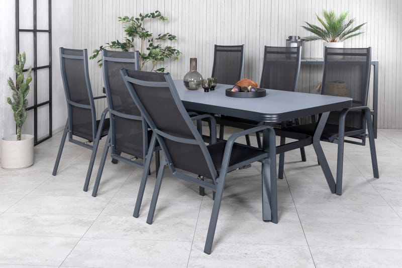 Virya Matgrupp Utomhus 200cm + 6 Copacabana Reclinerstolar - Brun/Vit - Utemöbler - Utegrupp - Matgrupper utomhus