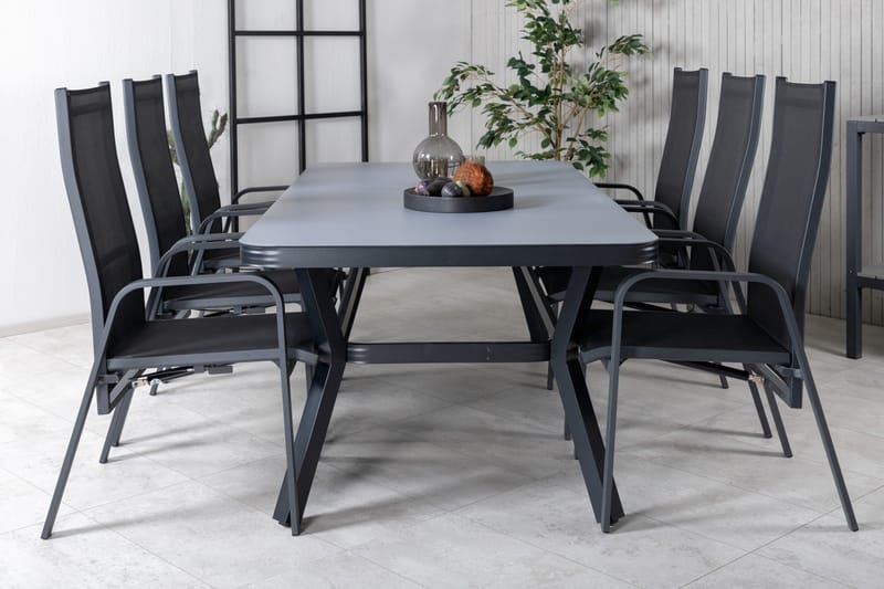 Virya Matgrupp Utomhus 200cm + 6 Copacabana Reclinerstolar - Brun/Vit - Utemöbler - Utegrupp - Matgrupper utomhus