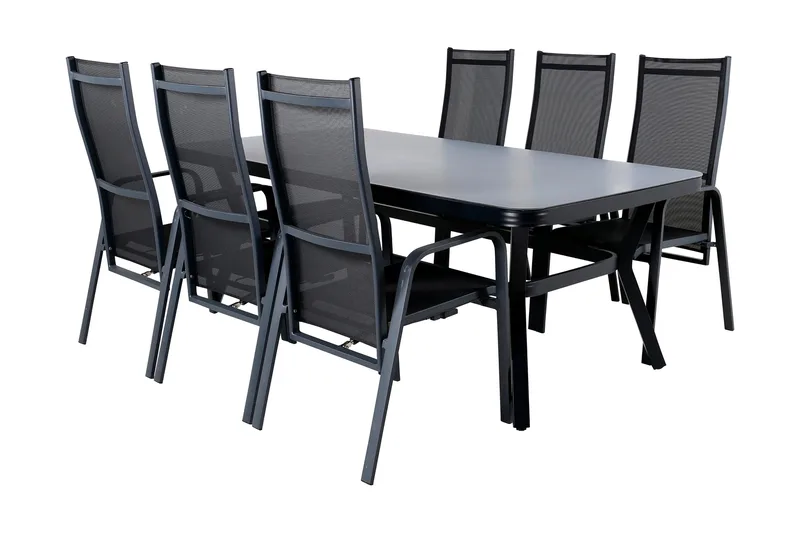 Virya Matgrupp Utomhus 200cm + 6 Copacabana Reclinerstolar - Brun/Vit - Utemöbler - Utegrupp - Matgrupper utomhus