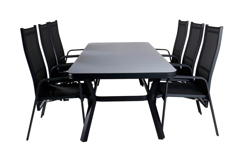 Virya Matgrupp Utomhus 200cm + 6 Copacabana Reclinerstolar, Brun/Vit