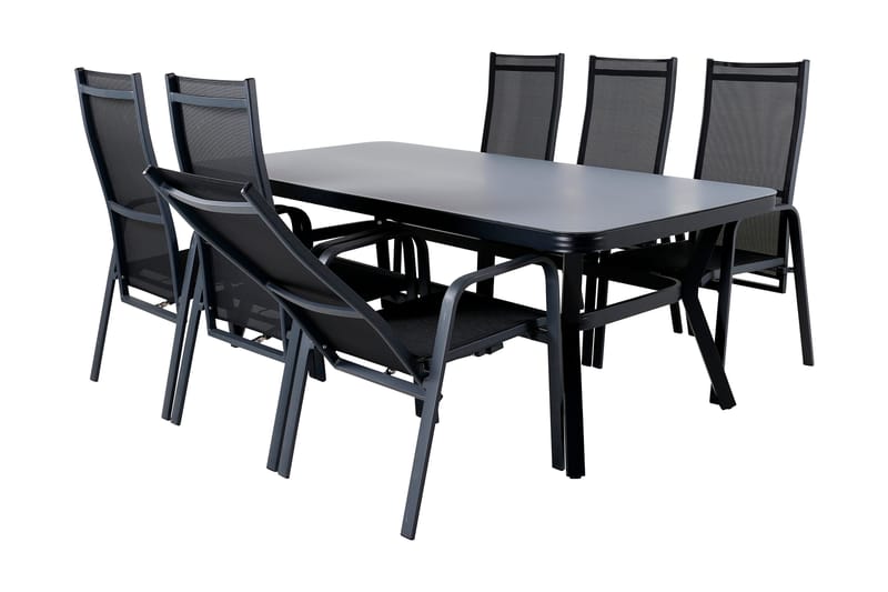 Virya Matgrupp Utomhus 200cm + 6 Copacabana Reclinerstolar - Brun/Vit - Utemöbler - Utegrupp - Matgrupper utomhus