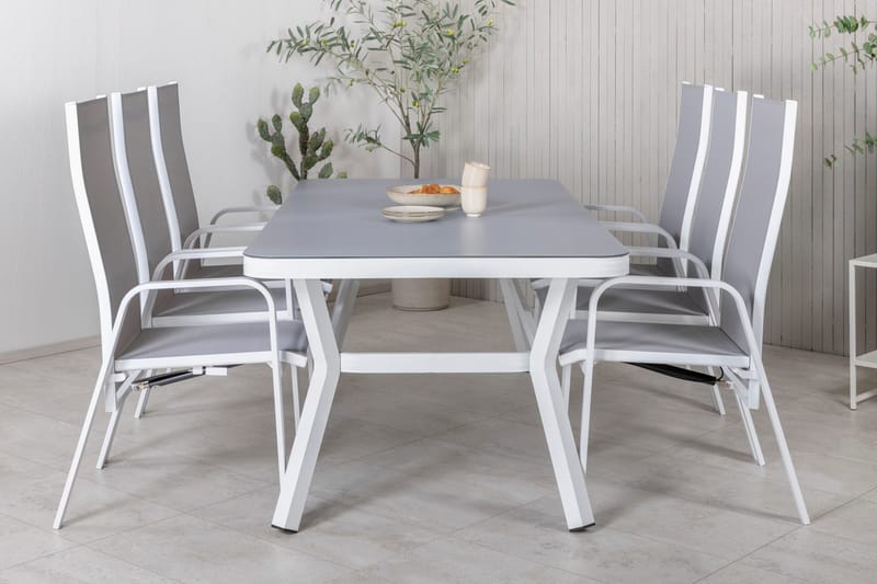 Virya Matgrupp Utomhus 200cm + 6 Copacabana Reclinerstolar - Svart - Utemöbler - Utegrupp - Matgrupper utomhus