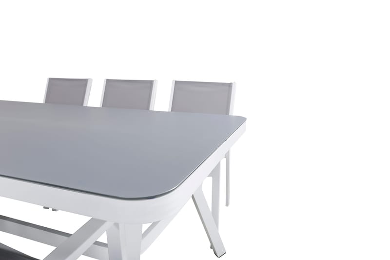 Virya Matgrupp Utomhus 200cm + 6 Copacabana Stapelbara Matstolar Utomhus Vit - Venture Home - Utemöbler - Utegrupp - Matgrupper utomhus