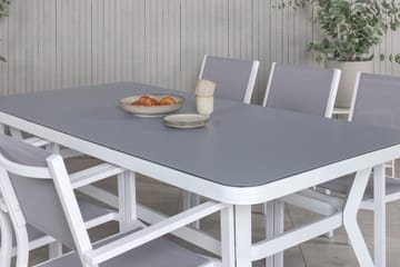Virya Matgrupp Utomhus 200cm + 6 Copacabana Stapelbara Matstolar Utomhus Vit - Venture Home - Utemöbler - Utegrupp - Matgrupper utomhus