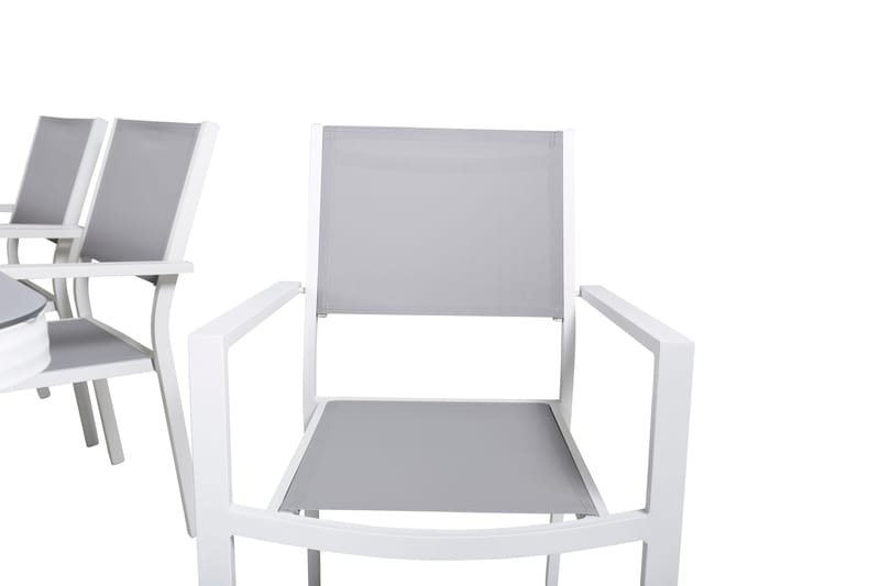 Virya Matgrupp Utomhus 200cm + 6 Copacabana Stapelbara Matstolar Utomhus Vit - Venture Home - Utemöbler - Utegrupp - Matgrupper utomhus