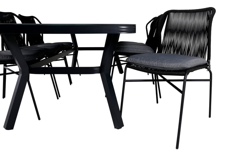 Virya Matgrupp Utomhus 200cm + 6 Julian Matstolar - Svart/Grå - Utemöbler - Utegrupp - Matgrupper utomhus