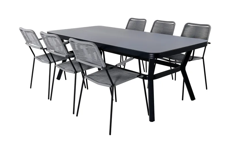 Virya Matgrupp Utomhus 200cm + 6 Lindos Karmstolar - Vit - Utemöbler - Utegrupp - Matgrupper utomhus