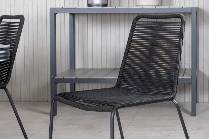 Virya Matgrupp Utomhus 200cm + 6 Lindos Stapelbara Matstolar - Brun/Vit - Utemöbler - Utegrupp - Matgrupper utomhus