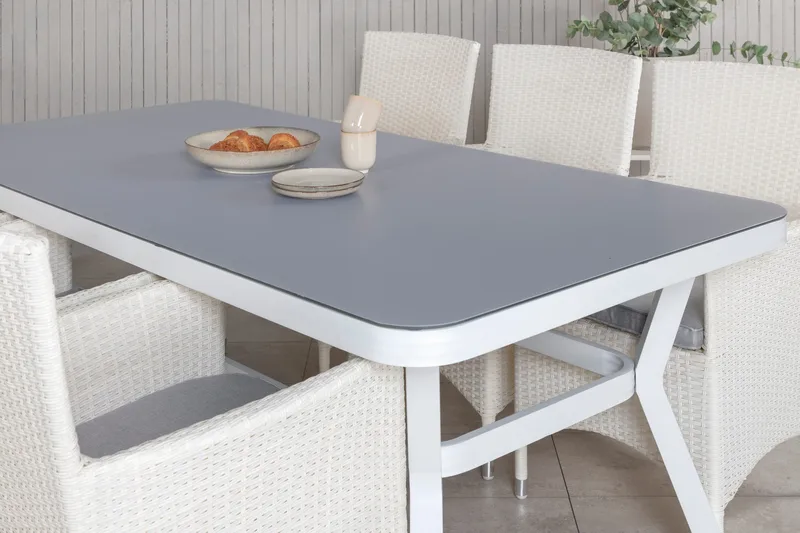 Virya Matgrupp Utomhus 200cm + 6 Malin Karmstolar - Svart/Grå - Utemöbler - Utegrupp - Matgrupper utomhus