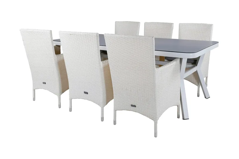 Virya Matgrupp Utomhus 200cm + 6 Malin Karmstolar - Svart/Grå - Utemöbler - Utegrupp - Matgrupper utomhus