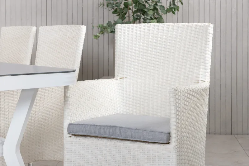 Virya Matgrupp Utomhus 200cm + 6 Malin Karmstolar - Svart/Grå - Utemöbler - Utegrupp - Matgrupper utomhus