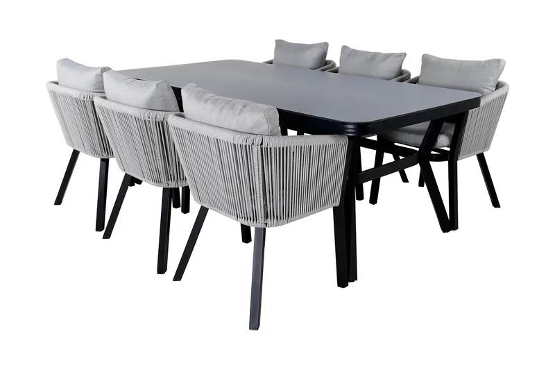 Virya Matgrupp Utomhus 200cm + 6 Matstolar - Svart - Utemöbler - Utegrupp - Matgrupper utomhus