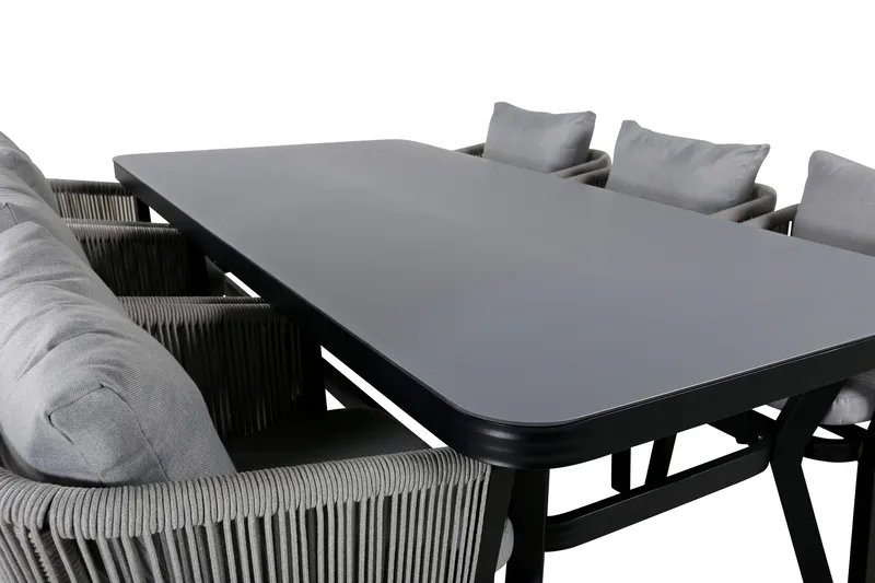 Virya Matgrupp Utomhus 200cm + 6 Matstolar - Svart - Utemöbler - Utegrupp - Matgrupper utomhus
