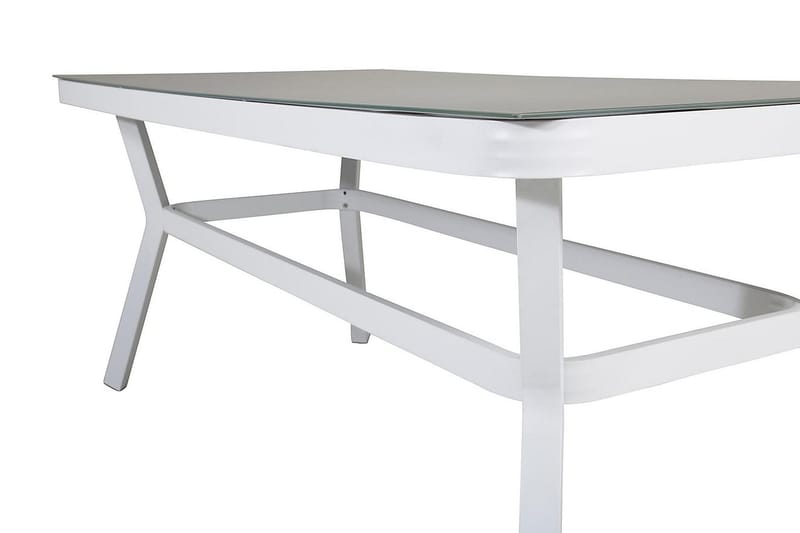 Virya Matgrupp Utomhus 200cm + 6 Santorini Karmstolar - Vit/Grå - Utemöbler - Utegrupp - Matgrupper utomhus