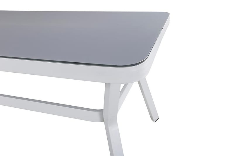 Virya Matgrupp Utomhus 200cm + 6 Santorini Karmstolar - Vit/Grå - Utemöbler - Utegrupp - Matgrupper utomhus