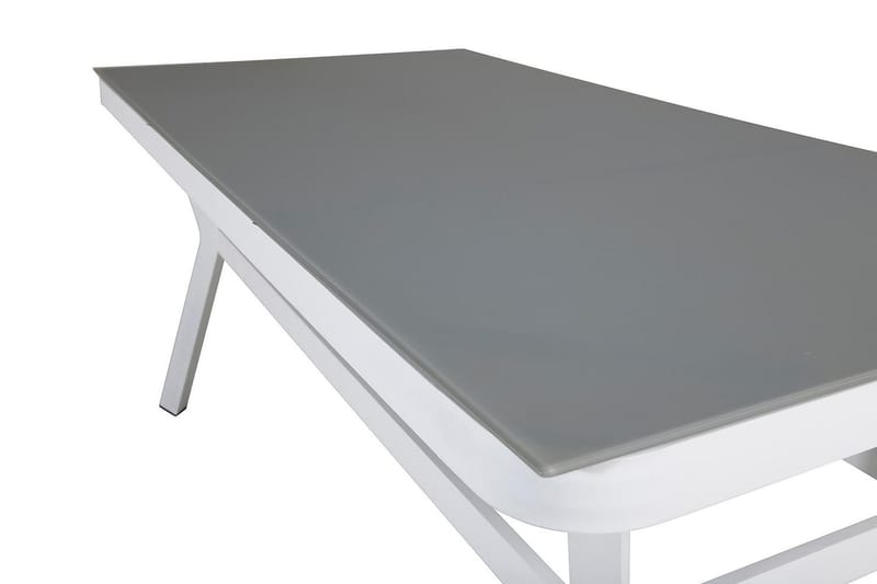 Virya Matgrupp Utomhus 200cm + 6 Santorini Karmstolar - Vit/Grå - Utemöbler - Utegrupp - Matgrupper utomhus