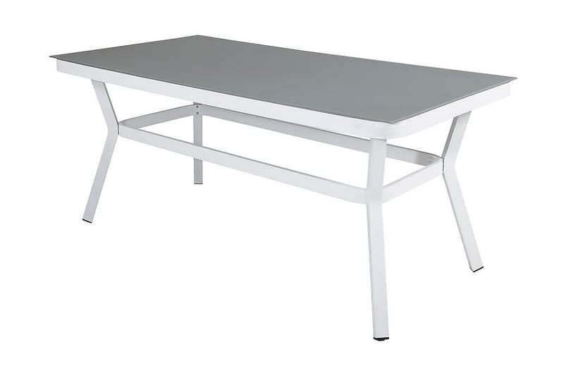 Virya Matgrupp Utomhus 200cm + 6 Santorini Karmstolar - Vit/Grå - Utemöbler - Utegrupp - Matgrupper utomhus