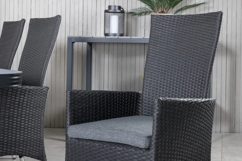 Virya Matgrupp Utomhus 200cm + 6 Padova Reclinerstolar - Svart - Utemöbler - Utegrupp - Matgrupper utomhus