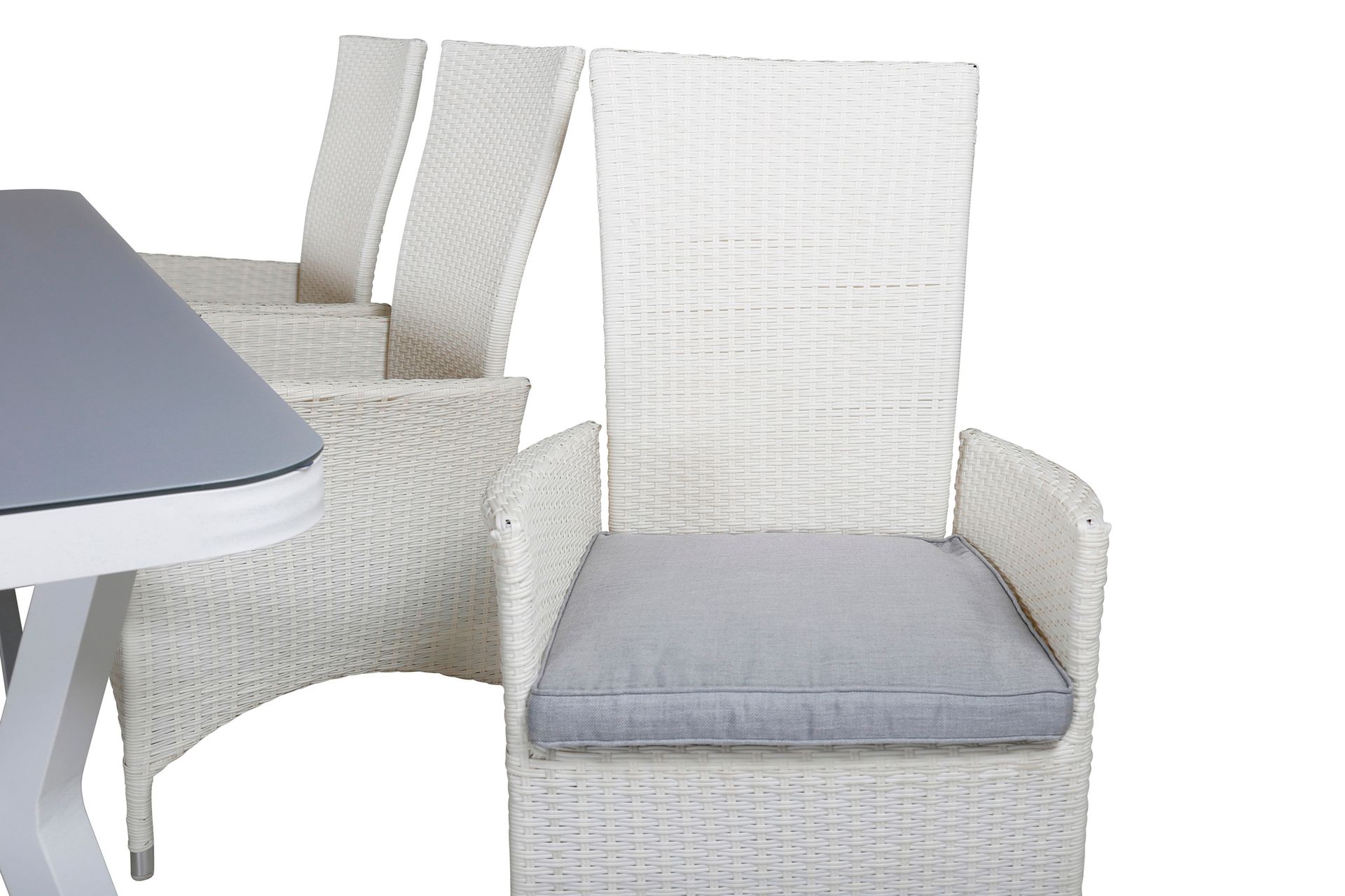 Virya Matgrupp Utomhus 200cm + 6 Padova Reclinerstolar - Vit - Utemöbler - Utegrupp - Matgrupper utomhus