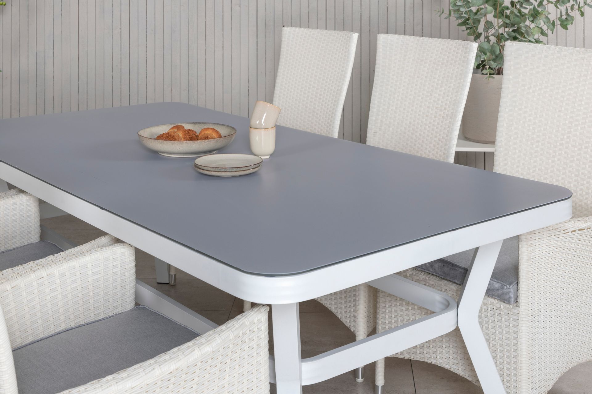 Virya Matgrupp Utomhus 200cm + 6 Padova Reclinerstolar - Vit - Utemöbler - Utegrupp - Matgrupper utomhus