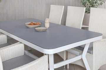 Virya Matgrupp Utomhus 200cm + 6 Padova Reclinerstolar - Vit - Utemöbler - Utegrupp - Matgrupper utomhus