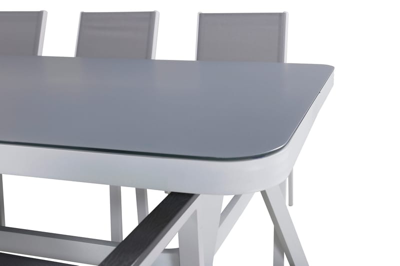 Virya Matgrupp Utomhus 200cm + 6 Parma Matstolar - Vit/Grå - Utemöbler - Utegrupp - Matgrupper utomhus