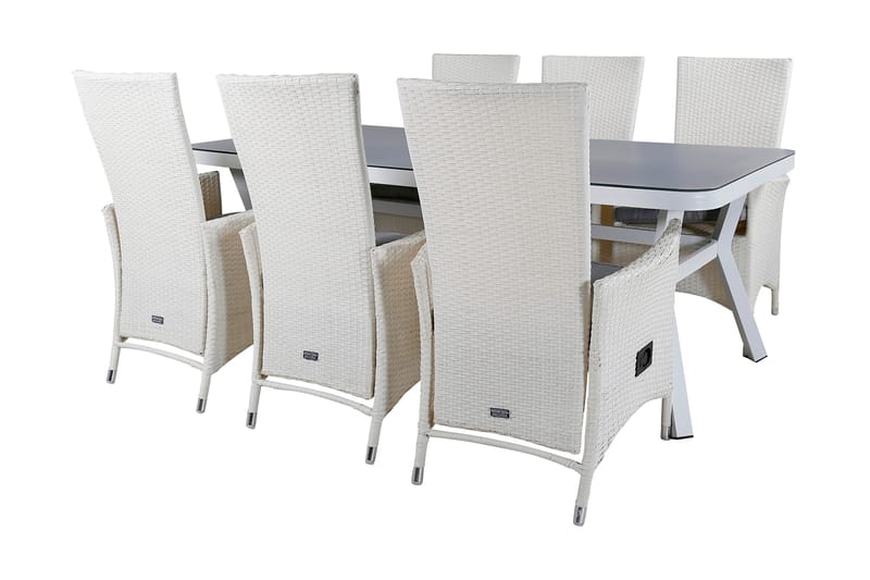 Virya Matgrupp Utomhus 200cm + 6 Padova Reclinerstolar - Vit - Utemöbler - Utegrupp - Matgrupper utomhus