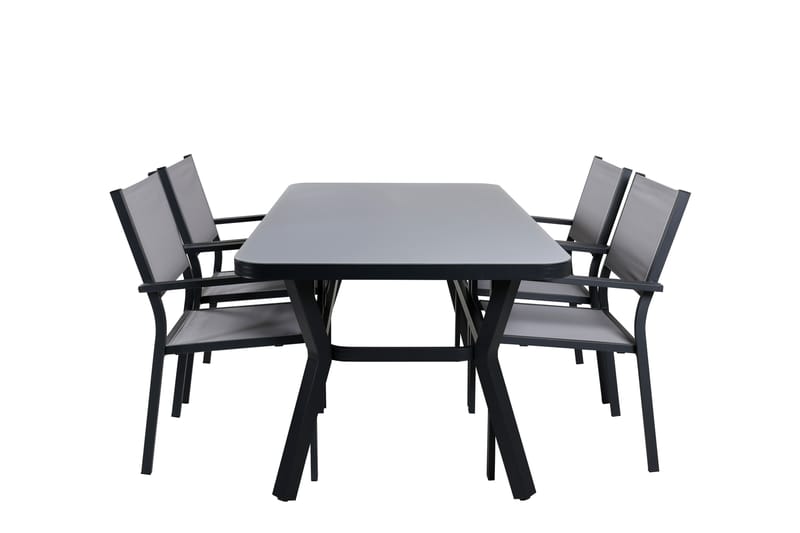 Virya Matgrupp Utomhus + 4 Copacabana Karmstolar - Svart/Grå - Utemöbler - Utegrupp - Matgrupper utomhus