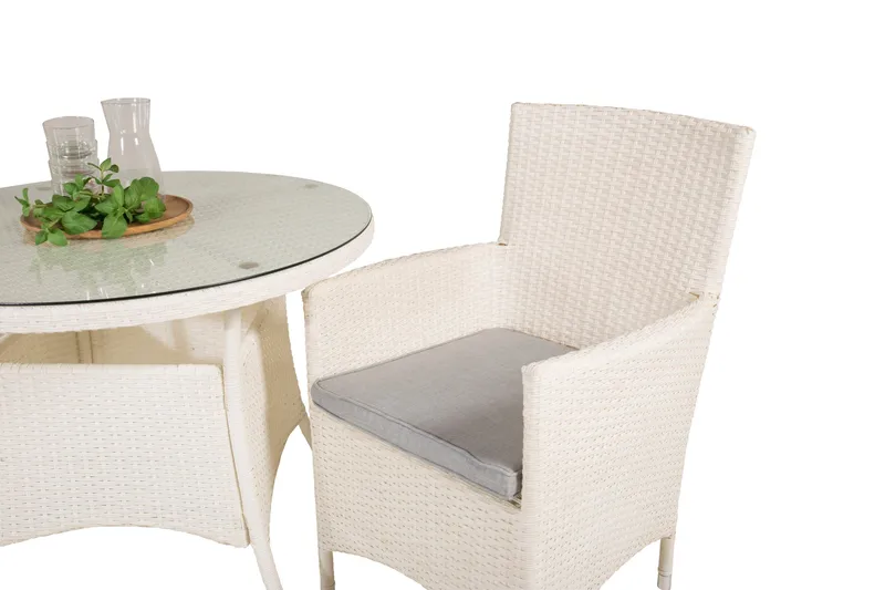 Volta Matgrupp Utomhus Rund Ø90cm + 2 Malin Karmstolar - Svart/Grå - Utemöbler - Utegrupp - Matgrupper utomhus