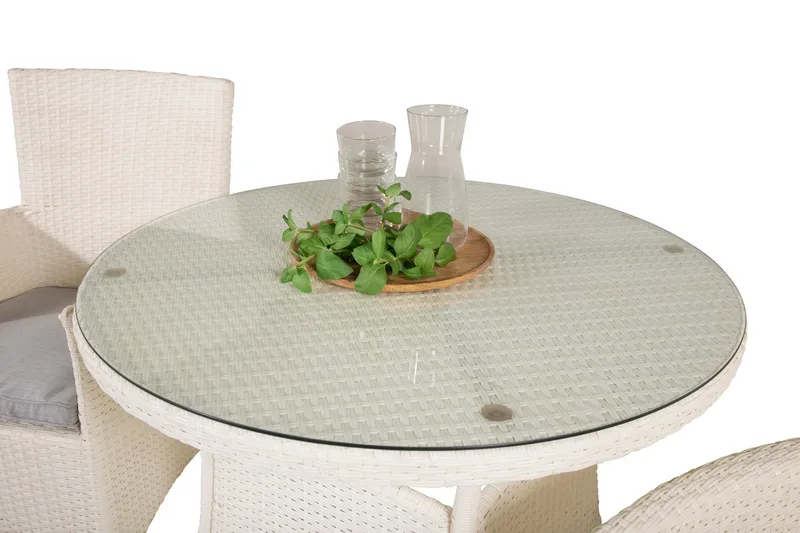 Volta Matgrupp Utomhus Rund Ø90cm + 2 Malin Karmstolar - Svart/Grå - Utemöbler - Utegrupp - Matgrupper utomhus