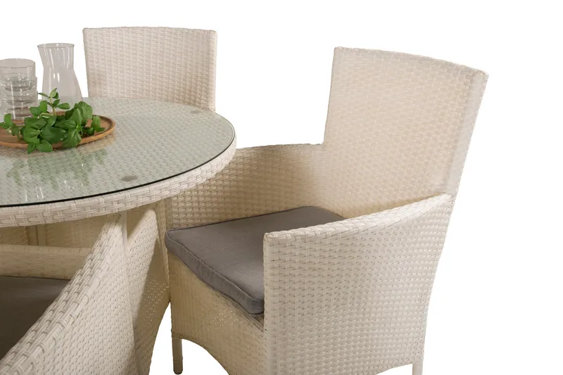 Volta Matgrupp Utomhus Rund Ø90cm + 4 Malin Karmstolar - Svart/Grå - Utemöbler - Utegrupp - Matgrupper utomhus