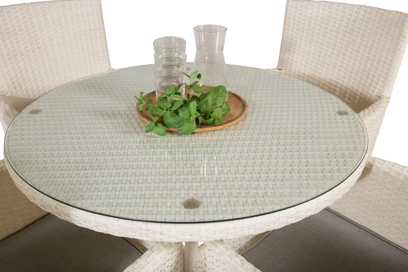 Volta Matgrupp Utomhus Rund Ø90cm + 4 Malin Karmstolar - Svart/Grå - Utemöbler - Utegrupp - Matgrupper utomhus