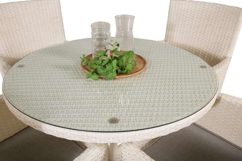 Volta Matgrupp Utomhus Rund Ø90cm + 4 Malin Karmstolar - Svart/Grå - Utemöbler - Utegrupp - Matgrupper utomhus