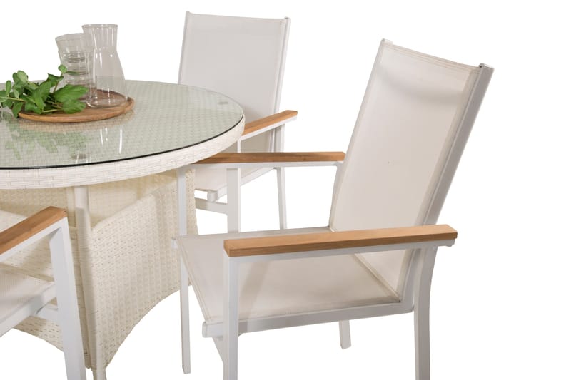 Volta Matgrupp Utomhus Rund Ø90cm + 4 Texas Karmstolar - Svart/Grå - Utemöbler - Utegrupp - Matgrupper utomhus