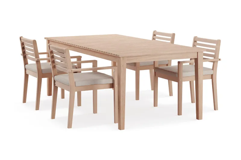Wagnera Matgrupp Utomhus 206 cm med 4 Kamman Matstolar, Beige