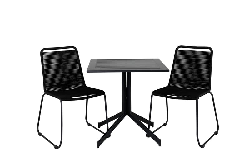 Way Matgrupp Utomhus 70cm + 2 Lindos Stapelbara Matstolar - Brun/Vit - Utemöbler - Utegrupp - Matgrupper utomhus